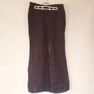 Brown Pinstripe Linen Pants